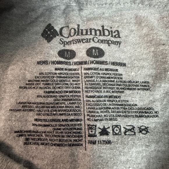 Columbia Gray Mountains Logo T-Shirt Mens Medium Graphic Outdoor Hiking Tee - Picture 3 of 5